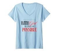 Mujer Escritura inspiradora Fe Dios Religioso Cristiano Orar Camiseta Cuello V