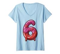 Mujer Escuadrón de 67 Mejores Amigos de Sweet 6 Heart Candy Style Viral Camiseta Cuello V