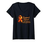 Mujer Escuadrón de Apoyo Cinta Naranja de Conciencia sobre la Violencia en el noviazgo Adolescente Camiseta Cuello V