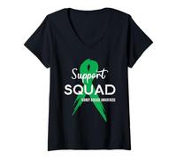 Mujer Escuadrón de Apoyo de Cinta Verde para la concienciación de la Enfermedad renal Camiseta Cuello V