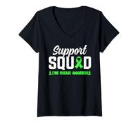 Mujer Escuadrón de apoyo Lyme Concientización sobre la enfermedad Luchador Cinta Verde Camiseta Cuello V