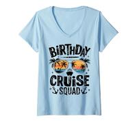 Mujer Escuadrón de cruceros de cumpleaños Fiesta náutica Tripulación Vacaciones Tropical Camiseta Cuello V