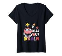 Mujer Escuadrón de enseñanza de Agradecimiento a los Maestros de Kiss Your Brain Sped Camiseta Cuello V