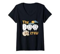 Mujer Escuadrón de Esqueleto Fantasma Espeluznante de Halloween Scary The Boo Crew Camiseta Cuello V