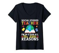 Mujer Escuadrón de Estudios Sociales Razones Profesor de Estudios Soci Camiseta Cuello V