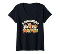 Mujer Escuadrón de Sushi Divertido Comida Japonesa Sashimi Love Sushi Squad Camiseta Cuello V