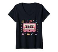 Mujer Escuchar a Dios No El Mundo Dios Cristiano Jesús Biblia Fe Camiseta Cuello V