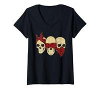 Mujer Escuchar See Speak No Evil Skull Heads Gangsters Camiseta Cuello V