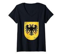 Mujer Escudo de águila de doble cabeza del Sacro Imperio Católico Romano Camiseta Cuello V