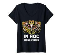 Mujer Escudo de águila de Doble Cabeza del Sacro Imperio Católico Romano Camiseta Cuello V