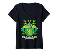 Mujer Escudo de Armas Farrell | Farrell Apellido Familia Crest Camiseta Cuello V