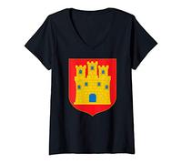 Mujer Escudo de Castilla Heráldica medieval Camiseta Cuello V