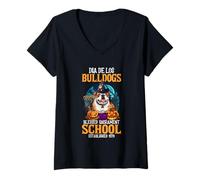 Mujer Escuela del Santísimo Sacramento del Día de los Bulldogs Establecida en 197 Camiseta Cuello V