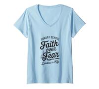 Mujer Escuela Dominical Iglesia Cristiana Jesús Dios Diseño Camiseta Cuello V