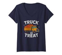 Mujer Escuela Halloween camión o golosina niños Bruja mágica Vampiro Camiseta Cuello V