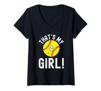 Mujer Ese es mi niña número de softbol #4 Camiseta Cuello V