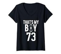 Mujer Ese es mi niño Número de fútbol #73 Camiseta Cuello V