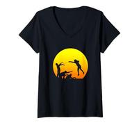 Mujer Esgrimista Fresco Luchando Zombies Divertido Esgrima Especial de Halloween Camiseta Cuello V