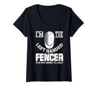 Mujer Esgrimista Zurdo Con Actitud y Fama Camiseta Cuello V