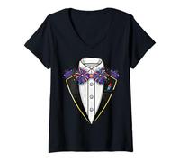 Mujer Esmoquin temático del 4 de Julio Camiseta Cuello V