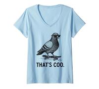 Mujer Eso es Coo Pigeon Skateboarding Bird Humor Urbano Camiseta Cuello V