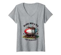 Mujer Eso es Inglaterra Rugby - Blood Mud & Tea Camiseta Cuello V