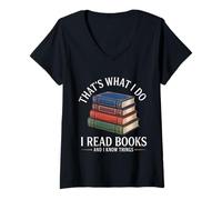 Mujer Eso es lo Que Hago Leo Libros Día de Lectura de Maestros para niños Camiseta Cuello V