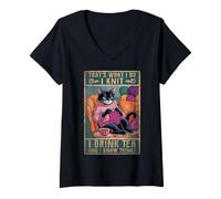Mujer Eso es lo Que Hago Tejer Tomo té y sé Cosas Camiseta Cuello V