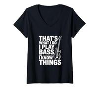 Mujer Eso es lo Que Hago Toco el bajo y pienso Cosas Camiseta Cuello V
