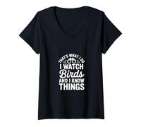 Mujer Eso es lo que hago Veo aves observando aves Camiseta Cuello V