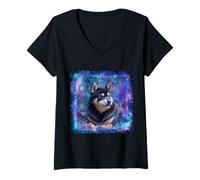 Mujer Espacio de Alaskan Klee Kai Camiseta Cuello V