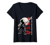 Mujer Espacio de Arte japonés Vintage de Alien Monster Saturn Kanji Camiseta Cuello V