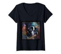 Mujer Espacio de Boston Terrier Camiseta Cuello V