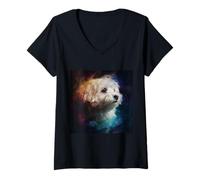 Mujer Espacio Havaneser Camiseta Cuello V