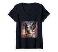 Mujer Espacio para perros de ganado Camiseta Cuello V