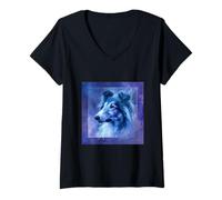 Mujer Espacio Rough Collie Camiseta Cuello V