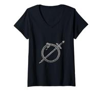 Mujer Espada de Serpiente Ouroboros/Cola de Serpiente/Ciclo Eterno Camiseta Cuello V