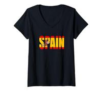 Mujer España Bandera Española Españoles Hombres Mujeres Niños Estudiantes Camiseta Cuello V