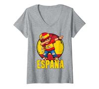 Mujer España Dabbing Boy Bandera Española Camiseta Cuello V