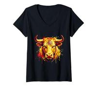 Mujer España ESP 26 Fan Bandera de Toro español Arte Empoderador Camiseta Cuello V