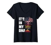 Mujer España Está En Mi ADN Estados Unidos América Raíces Españolas Orgullo País Camiseta Cuello V