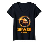 Mujer España Valencia Spana Totalidad Eclipse Solar Agosto 12 2026 Camiseta Cuello V