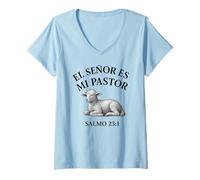 Mujer Español Christian Faith El Señor Es Mi Pastor Versículo de la Biblia Camiseta Cuello V