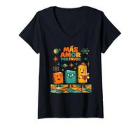 Mujer Español Positivo Más Amores por Favor Mas Amor por Favor Camiseta Cuello V