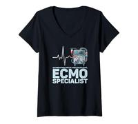 Mujer Especialista en ECMO Terapeuta respiratorio Enfermero de UCI Camiseta Cuello V