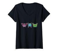 Mujer Especies Mariposas Camiseta Cuello V