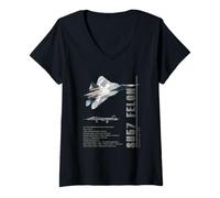 Mujer Especificaciones del Caza a reacción SU57 Felon Camiseta Cuello V