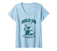 Mujer Espera, déjame pensar demasiado en este divertido pensamiento excesivo de Capibara Camiseta Cuello V