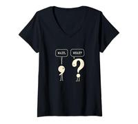 Mujer Espera ¿Qué? Pregunta Coma Puntuación Gramática Lingüística Camiseta Cuello V