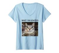 Mujer Espera, Soy un Gato Tonto de Cabra Meme Camiseta Cuello V